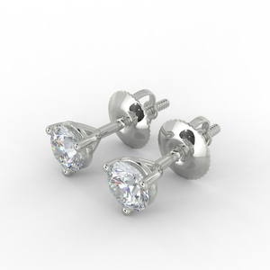 IGI certificado Original VVS laboratorio crecido diamante redondo corte brillante 14K oro blanco pendientes tornillo trasero Stud para mujer - Product Image 6