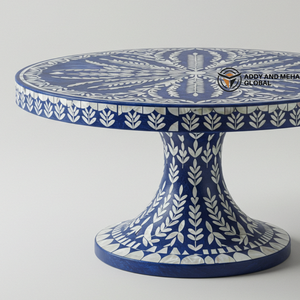 Elegante Soporte para Pastel con Pedestal Floral, Hecho a Mano, con Incrustaciones de Nácar Azul, Ecológico y Apto para Lavavajillas, para Postres y Decoración - Product Image 4