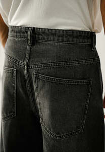 2025 tendance hommes coupe ample Baggy Denim pantalon noir pierre lavage respirant solide motif en gros approvisionnement en vrac - Product Image 6