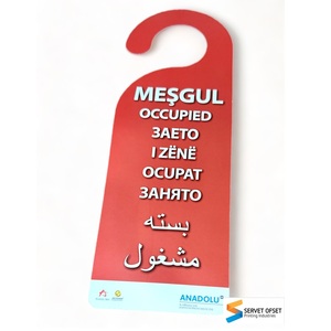 Affiche en carton de cintre de porte de logo double face écologique personnalisée pour les bureaux commerciaux cabinets d'avocats impression en carton papier - Product Image 2