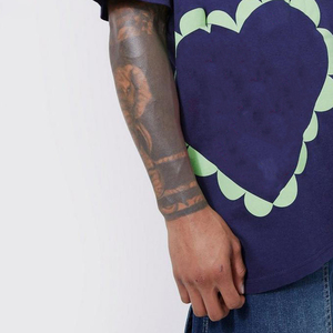 High Quality Men's Oversized Navy Blue T-<b>Shirt</b> With Green Heart Pattern Short Sleeve O-Neck Casual Wear T-<b>Shirt</b> - Product Image 4