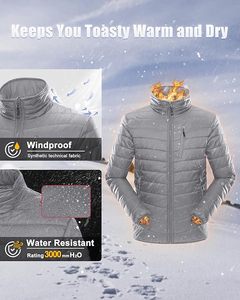 Men's Casual <b>Lightweight</b> Puffer <b>Jacket</b> Solid Pattern Breathable <b>Waterproof</b> Windproof Zipper Cotton <b>Packable</b> Winter Outer Wear - Product Image 2