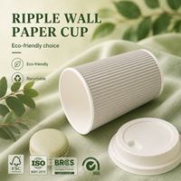 Cangkir Ripple Berlabel Pribadi Cetak Kustom dengan Tepi Bergerigi, Gaya Modern Elegan, Tekstur Berdinding Ripple Terisolasi