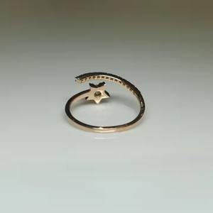 Anillo de banda abierta de diamante cultivado en laboratorio VVS, forma de estrella de oro rosa de 14 quilates para bodas, aniversarios, anillos de compromiso - Product Image 6