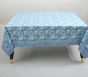 Mantel de algodón hecho a mano con flores indias azules mágicas turcas, juego de lino estampado con bloques de mano, Regalo para mamá, todos los tamaños disponibles - Product Image 5
