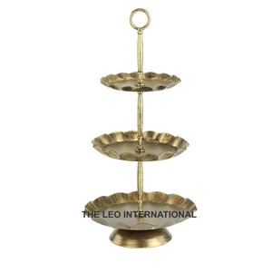 Metal Aluminum 3 Tier Cake Stand Leaf Design Round Shape Antique Finish 14X14X22 Inch Wedding <b>Bakeware</b> Items - Product Image 6