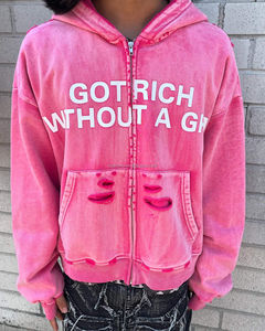 เสื้อฮู้ดดี้โอเวอร์ไซส์แบบ OEM ล้างสีด้วยกรด สไตล์สตรีทแวร์ ผ้าฝ้ายคอมบ์คอตตอน 100% เฟรนช์เทอร์รี่ GSM หนา พิมพ์ลายวินเทจแบบลูปแบ็ค - Product Image 2