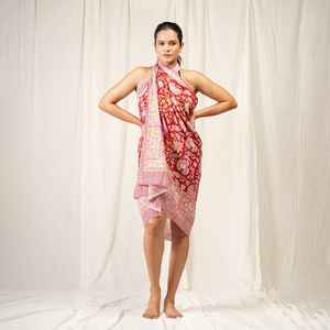 Hand Block Print Cotton Sarong Long <b>Scarf</b> Beachwear Cotton Block Printed <b>Scarves</b> Summer <b>Scarf</b> Dupatta Gift For Her - Product Image 4