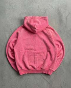 Oversized <b>Pink</b> Zip-Up Hoodie Crop Length Unisex Casual French Terry <b>Sweatshirt</b> Solid Color Hooded Regular Sleeve - Product Image 5