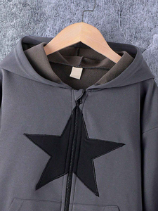 เสื้อฮู้ดมีซิปหนาสำหรับผู้ชายผ้าคอตตอนผสมพิมพ์ลายโลโก้ตามสั่งดีไซน์ใหม่แฟชั่น - Product Image 3