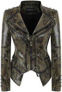 Chaqueta/abrigo de invierno de cuero vintage para mujer, moderno, de alta calidad, ecológico, transpirable, con cierre de cremallera y manga completa - Product Image 4