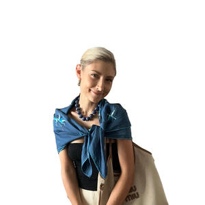 Custom Fashion 100% <b>Silk</b> <b>Scarf</b> for Women Luxury <b>Square</b> Shawl with LOGO Made From Cashmere - Product Image 1