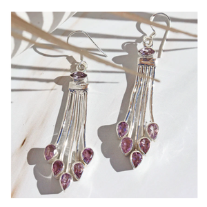 925เงินสเตอร์ลิงพร้อมต่างหูชุบเงินต่างหูลูกแพร์ตัดพลอยอเมทิสต์ต่างหูแฟชั่นสำหรับงานแต่งงานของขวัญหรือปาร์ตี้สำหรับผู้หญิง - Product Image 2