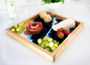 Tabla de quesos de resina epoxi y madera, forma rectangular cuadrada para carne, pan y verduras, tabla de cortar al precio más bajo - Product Image 2