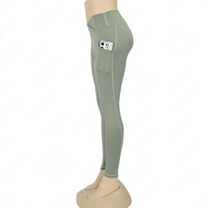กางเกงโยคะเอวสูงสำหรับผู้หญิงกางเกงโยคะแบบมีกระเป๋าเอวยางยืดทำจากวัสดุที่กำหนดเอง - Product Image 4