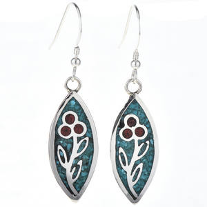 ต่างหูฝังปะการังสีฟ้าครามแบบห้อย0046 - Product Image 1