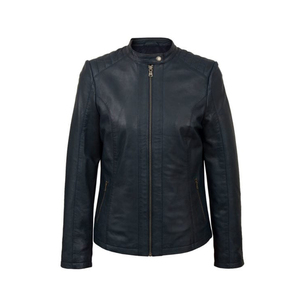 Dernières vestes en cuir véritable personnalisées pour femmes Vestes pour femmes Veste en cuir solide à manches longues pour dame Logo de conception OEM Vêtements d'hiver - Product Image 5