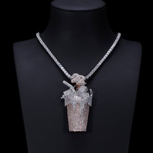Tùy chỉnh Iced out cup Mặt dây chuyền 925 Sterling bạc với vvs moissanite | hip hop đồ trang sức nhỏ giọt Mặt dây chuyền với khối băng - Product Image 4