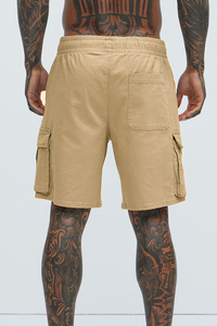 Pantalones cortos de tela Ripstop personalizados para hombre, pantalones cortos de carga de playa con múltiples bolsillos para exteriores marrones con estampado transpirable, pantalones cortos deportivos Vintage - Product Image 4