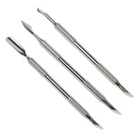 Outil professionnel double tête antidérapant en acier inoxydable pour éliminer les callosités, manucure et nail art, avec pousse-cuticules pour peaux mortes