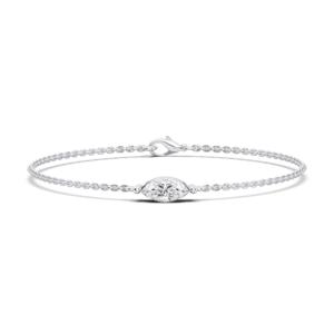 Pulsera de cadena de platino de 7 pulgadas para ella, 0,50 quilates, 2017/VS Lab Grown Marquise Diamond Solitaire - Product Image 1