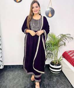 Eid Ramzan Special Velvet Embroidered Fancy Salwar Kameez Readymade Customizable Pakistani Straight <b>Kurta</b> Pant <b>Indian</b> - Product Image 5