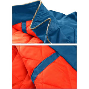 Poliéster La cabeza con cremallera está a la izquierda Diseño de cuello alto elegante y cremallera completa Azul Verde Venta al por mayor Chaqueta de satén para hombres - Product Image 6