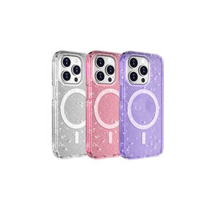 Étui de chargement sans fil Magsafe de luxe pour iPhone 15 Pro Max, coque en silicone transparente scintillante, électroplaquée, antichoc - Product Image 3