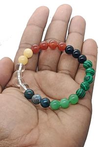 Bracelet en cristal 7 Chakra Energy perles rondes pierre cristal pierres précieuses bijoux de mode hommes et femmes cadeau énergie - Product Image 2