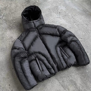 Veste coupe-vent personnalisée Veste coupe-vent matelassée à capuche amovible avec imprimé Veste coupe-vent matelassée Veste résistante à l'eau - Product Image 1