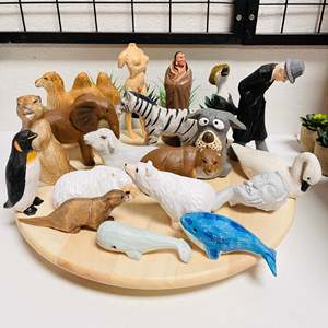 Intagliato a mano in legno gatto scultura gattino statua per la decorazione della casa per la camera da letto o soggiorno - Product Image 1