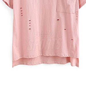 Precio al por mayor de encargo de las mujeres de la desolación de la camiseta Último estilo Casual Wear Distress T-Shirt - Product Image 5