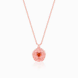 Cadena de Rodio con Colgante Floral en Oro Rosa, Inscripción 'Te Amo', Clásica para Compromiso con Circonita, Diamante y Perla - Product Image 4