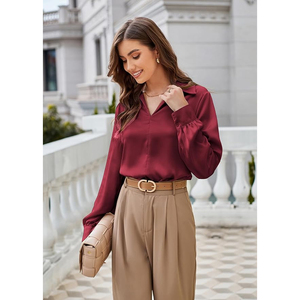 เสื้อเชิ้ตแขนยาวสำหรับสตรีทแขนยาวสั่งตัดสีเปล่าระบายอากาศได้ดี - Product Image 4