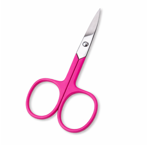 MANAN INSTRUMENTS Tijeras para Cutículas de Acero Inoxidable con Mango Rosa, Hoja Recta para Diestros, Afiladas y Duraderas - Product Image 1