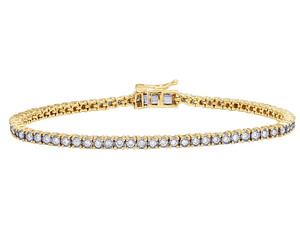 Bracelet élégant en or 10 carats avec diamants cultivés en laboratoire et pierres rondes étincelantes de style tennis classique pour femme - Product Image 1