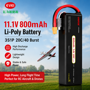 Batterie de drone LiPo 3S 11.1V 20C 800mAh de haute qualité, pack de batterie Li-Po personnalisé pour drone FPV, batterie de drone légère - Product Image 3