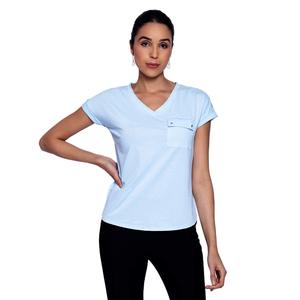 เสื้อยืดคอกลมผู้หญิง ผ้าฝ้ายผสมโพลีเอสเตอร์ เนื้อผ้าน้ำหนักเบา นุ่มสบาย แขนสั้น สวมใส่สบายๆ ทุกวัน ผู้ผลิตส่งออกจำนวนมาก - Product Image 1