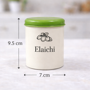 Contenedor blanco para masala con tapas de colores e iconos con nombres impresos, juego de 6 - Product Image 2