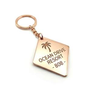 Porte-clés d'hôtel personnalisé en zinc plaqué or avec logo imprimé UV et émail souple - Product Image 5