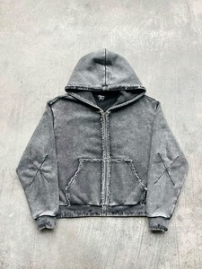 Venta caliente Fleece Made Men Zip Up Hoodie Basics Algodón Mezclado Producto de alta demanda Hombres Sudadera con capucha desgastada diseños personalizados - Product Image 2