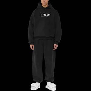 Conjunto de pantalones de chándal y sudaderas con capucha personalizadas de peso pesado Sudaderas con capucha cuadradas para hombre en blanco Chándal sin cuerdas Conjunto de sudaderas con capucha de hombro caído de gran tamaño - Product Image 2