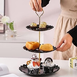ชั้นวางช็อคโกแลตสามชั้นรูปทรงกลมพร้อมแท่นวางช็อคโกแลตเคลือบสำหรับเสิร์ฟช็อกโกแลตและของหวาน - Product Image 2