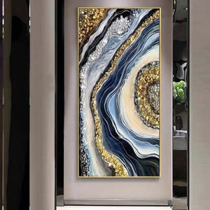 Poster murale di cristallo astratto di lusso rosa blu di lusso moderno dipinto di arte della parete per soggiorno decorazione della casa - Product Image 3