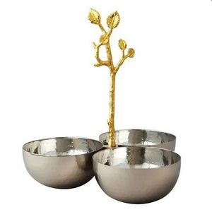 Bols de service classiques jetables en aluminium décoratifs pour la maison et le restaurant avec poignée florale feuillue - Product Image 3