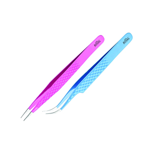 Pinces professionnelles pour extensions de cils Royal Tweezers, en acier inoxydable, antimagnétiques, durables, avec logo et emballage personnalisés - Product Image 2