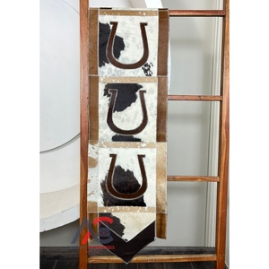 โต๊ะวิ่งหนังวัวแท้คุณภาพพรีเมี่ยมดีไซน์เกือกม้าแบบเย็บปะติดปะต่อกันอุปกรณ์ตกแต่งโต๊ะรับประทานอาหารแบบเรียบง่ายสำหรับตกแต่งบ้าน - Product Image 1