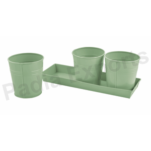 Jardinière de fleurs 3 Pots de 27 cm avec plateau de 12 cm pour plantes et fleurs pour le jardin et la maison - Product Image 4