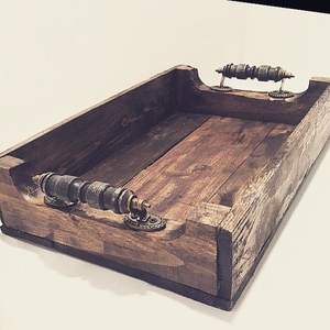 Bandeja redonda de madera de acacia para servir FARMOUSE para cocina, hogar o Hotel, vajilla de estilo clásico para fiesta o ser de comida - Product Image 6