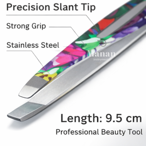 Pince à épiler professionnelle en acier inoxydable à motif floral, pointe inclinée, précision, outil de beauté écologique pour l'épilation - Product Image 2